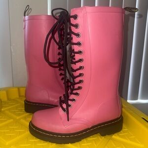 Pink Doc Martens Waterproof Wellington Boots Size 6 Festival Cochella